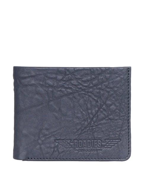roadies navy casual leather bi-fold wallet for men