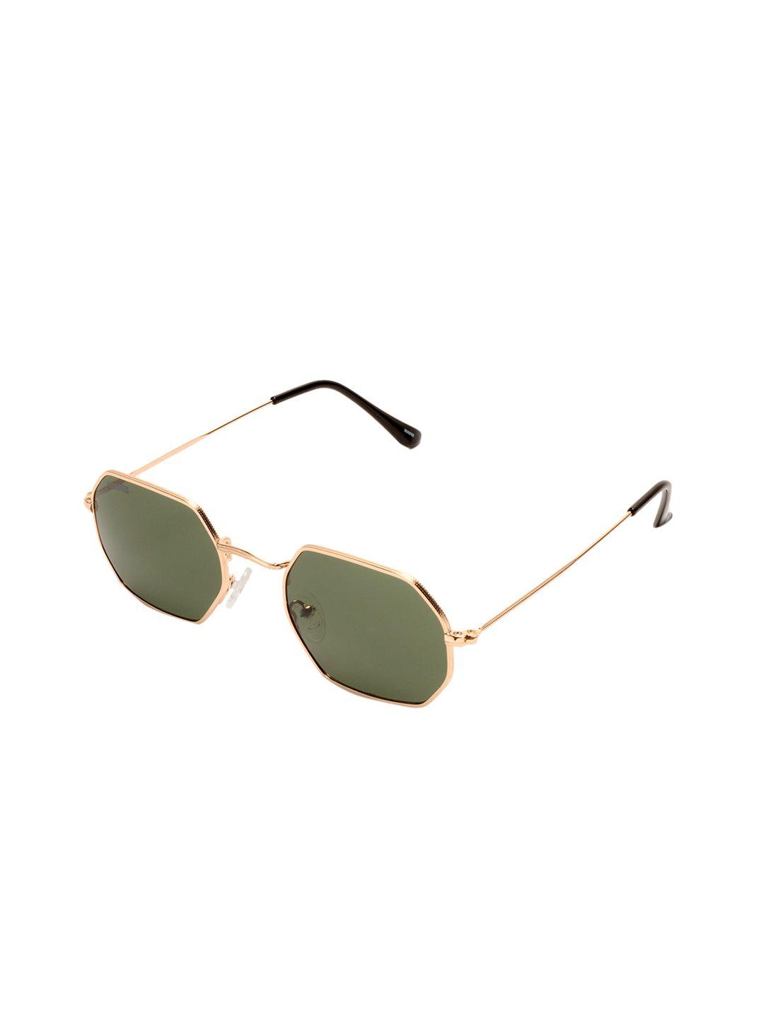 roadies unisex green lens & gold-toned oversized sunglasses with uv protected lens