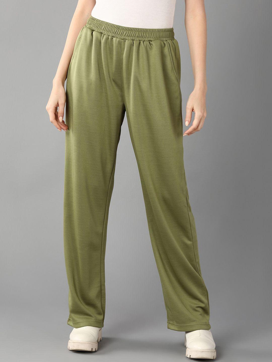 roadster-green-women-high-rise-straight-fit-track-pants