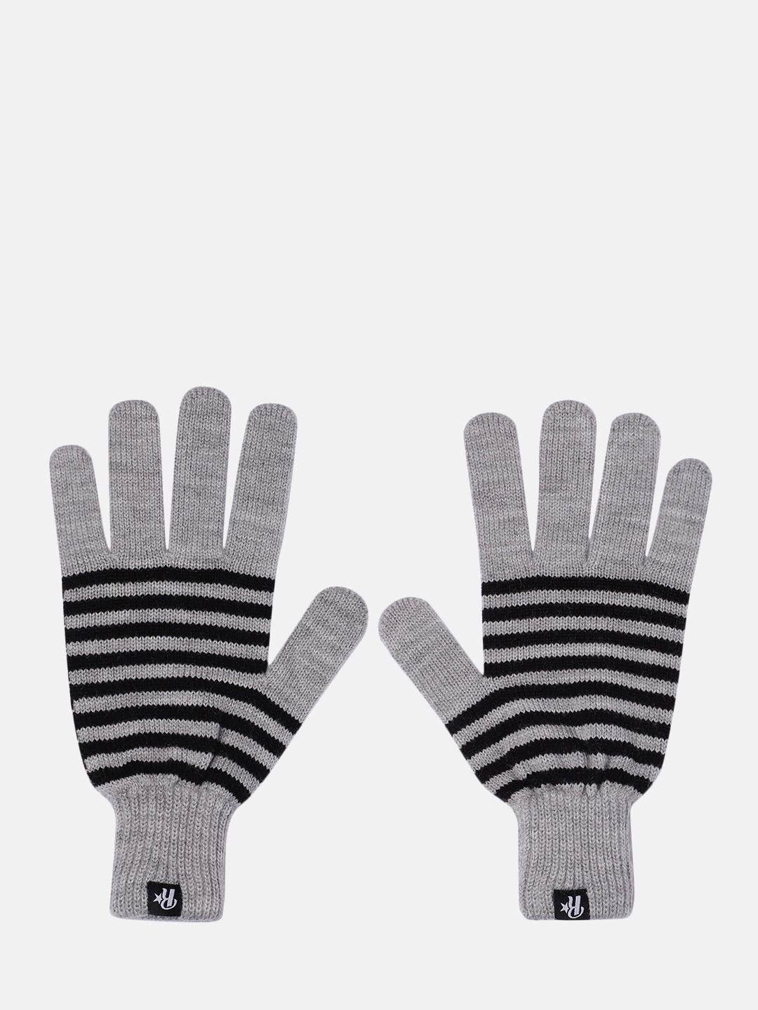 roadster grey & black striped acrylic gloves