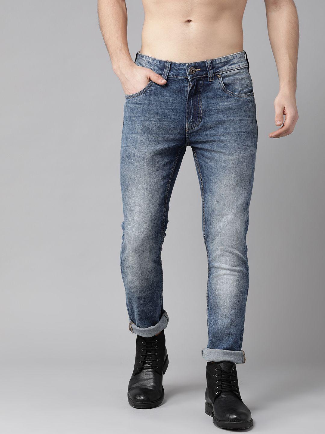 roadster men blue skinny fit mid-rise clean look stretchable jeans