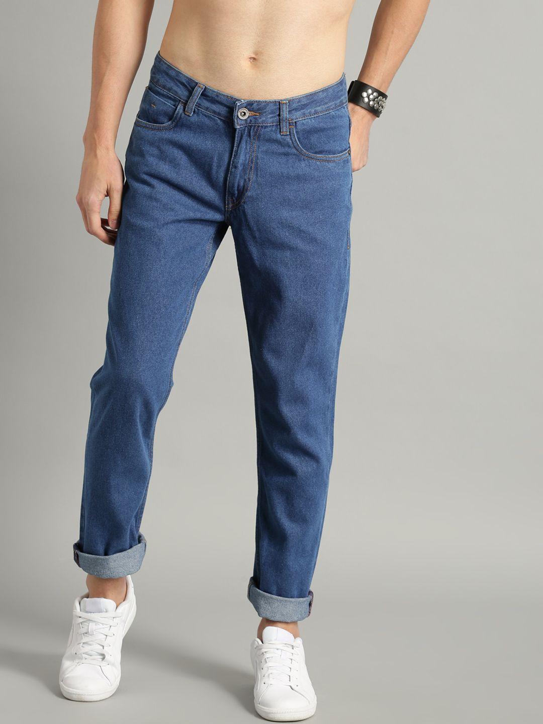 roadster men blue slim fit mid-rise clean look jeans