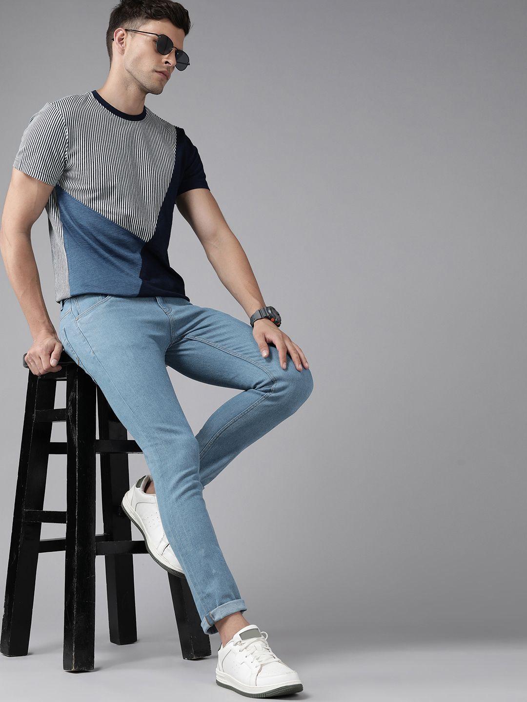 roadster men blue slim tapered fit stretchable jeans