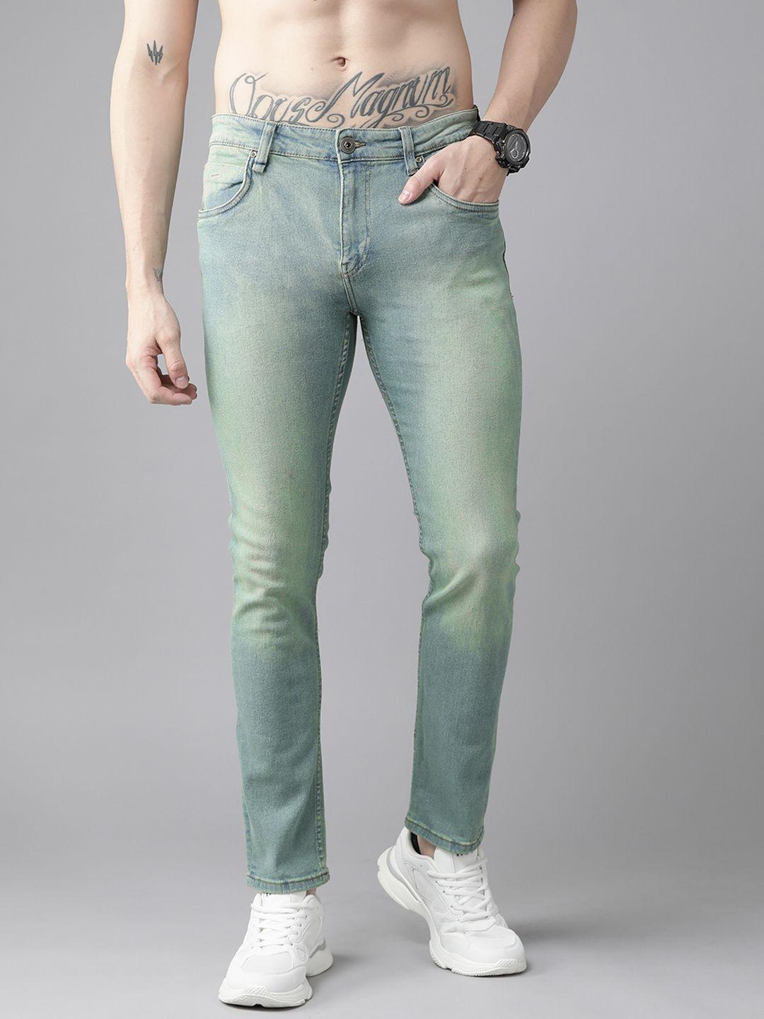 roadster men green skinny fit light fade stretchable jeans