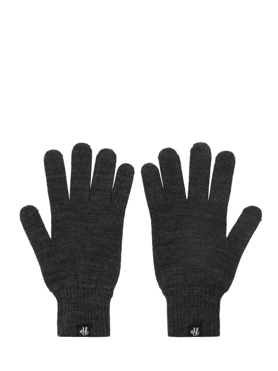 roadster men grey acrylic gloves