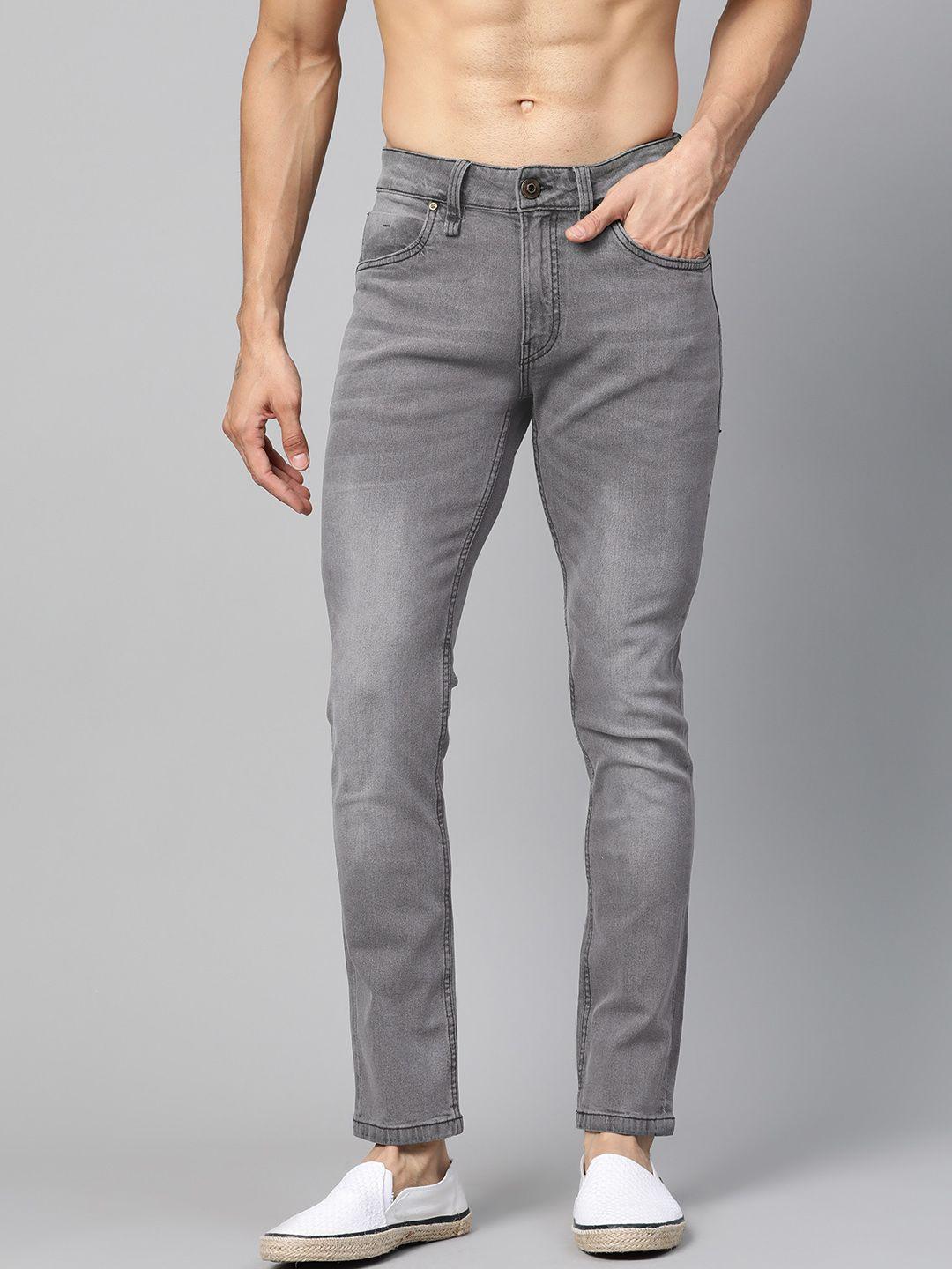 roadster men grey skinny fit mid-rise clean look stretchable jeans