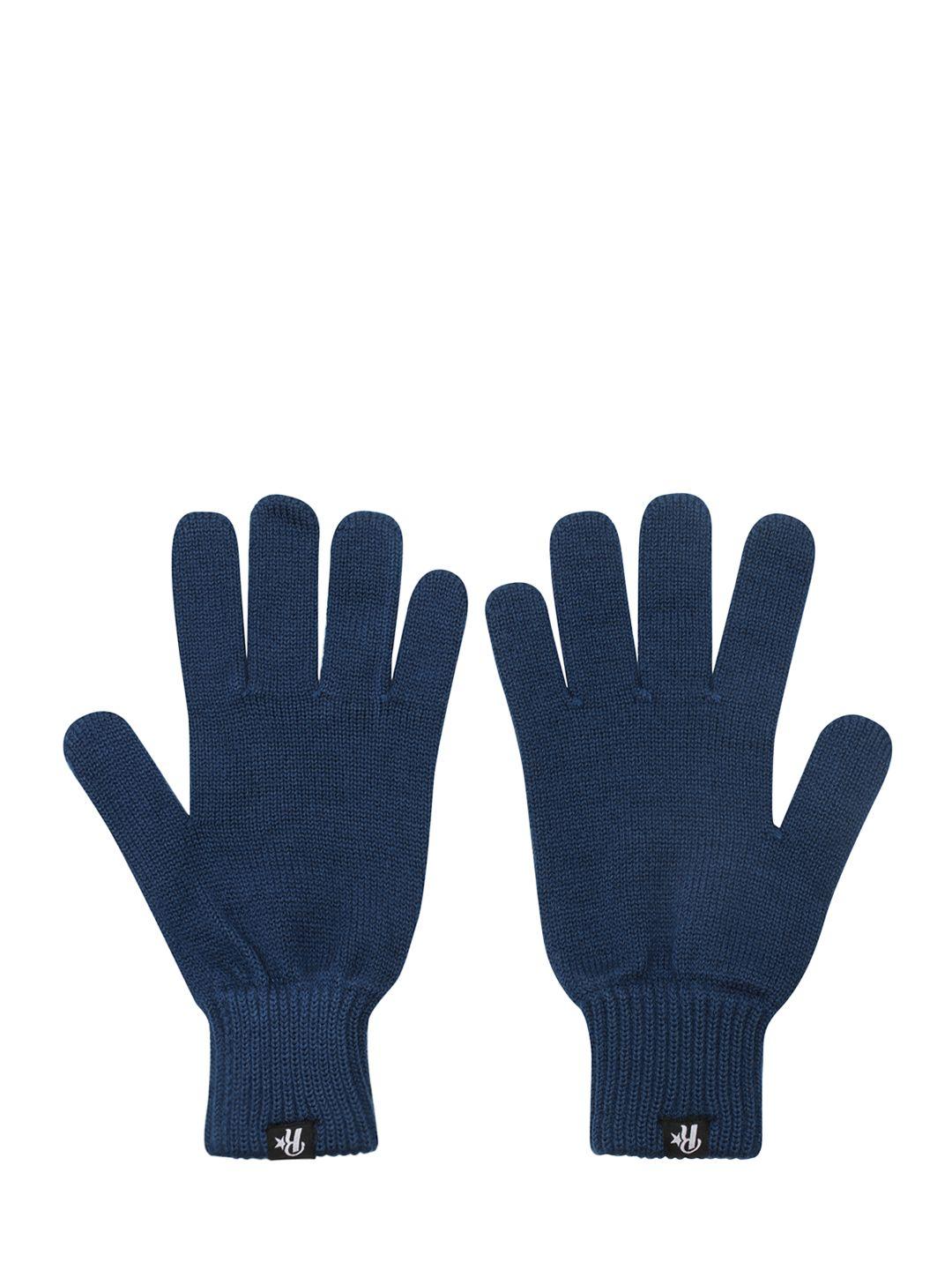 roadster men navy blue acrylic gloves