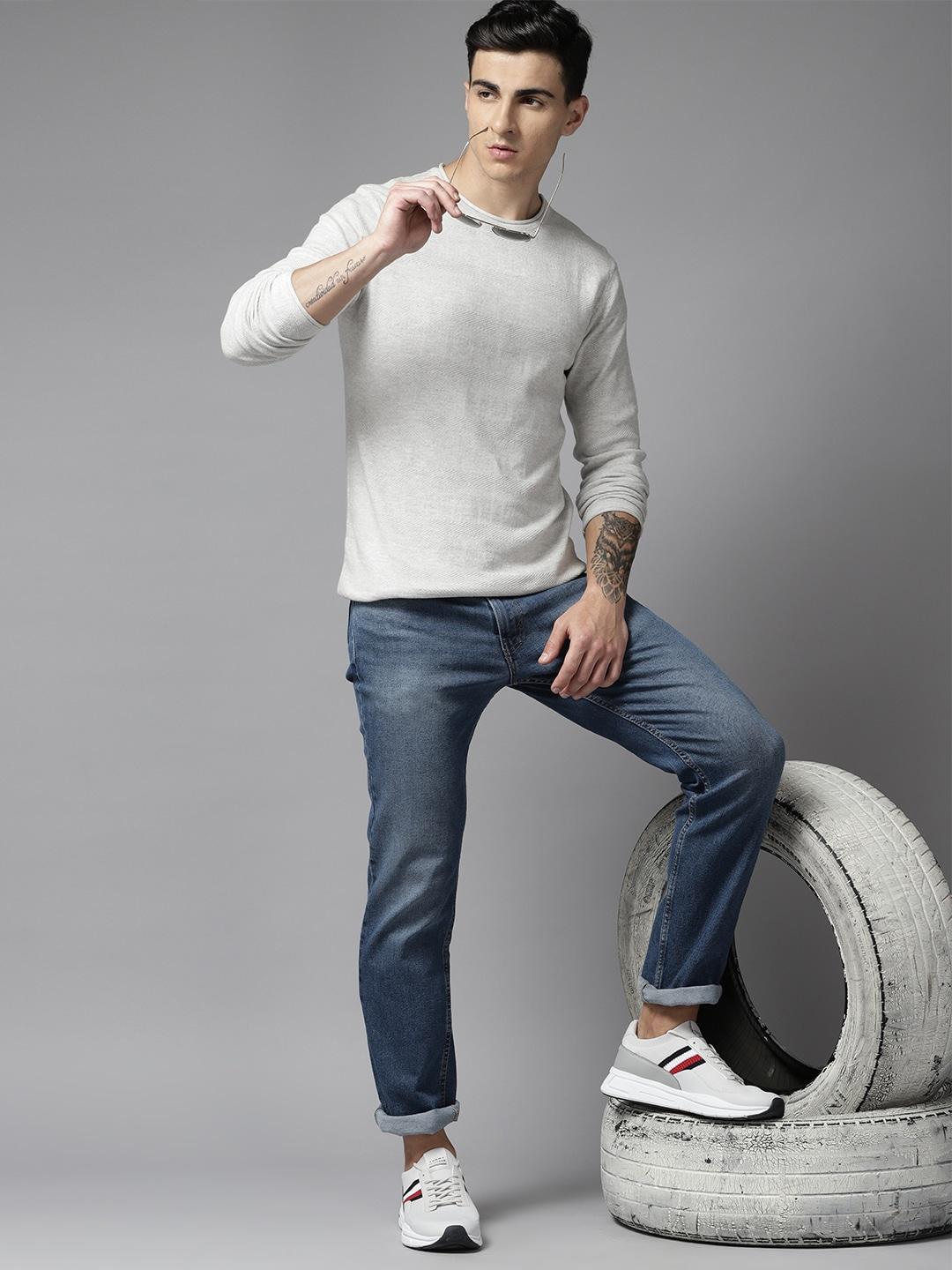 roadster men solid cotton pullover