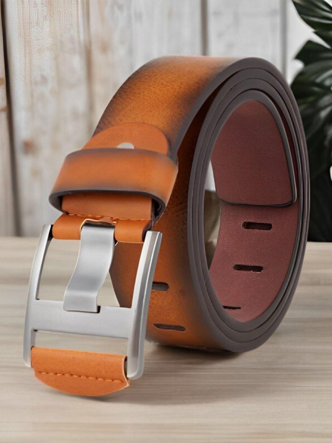 roadster men tan-coloured textured formal belt