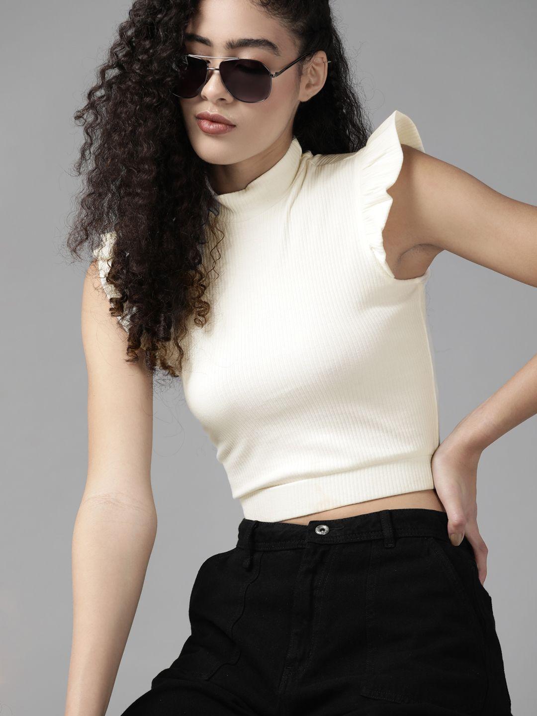 roadster off white solid  ribbed top