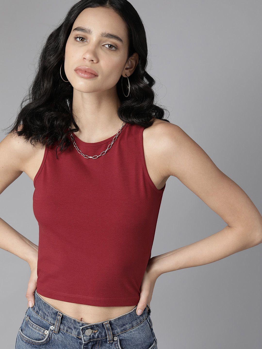 roadster solid fitted crop top