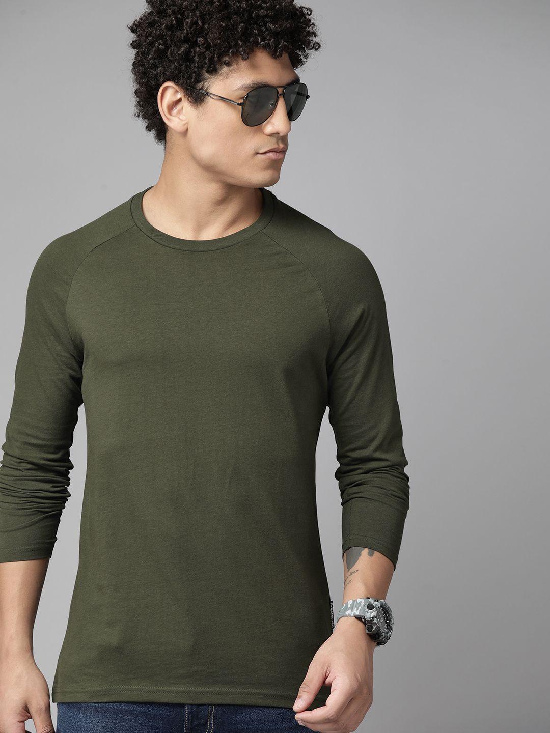 roadster the lifestyle co. raglan sleeves pure cotton t-shirt