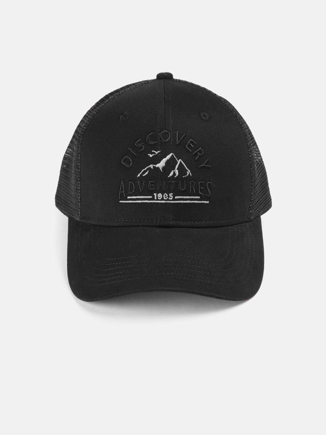 roadster unisex black printed snapback cap