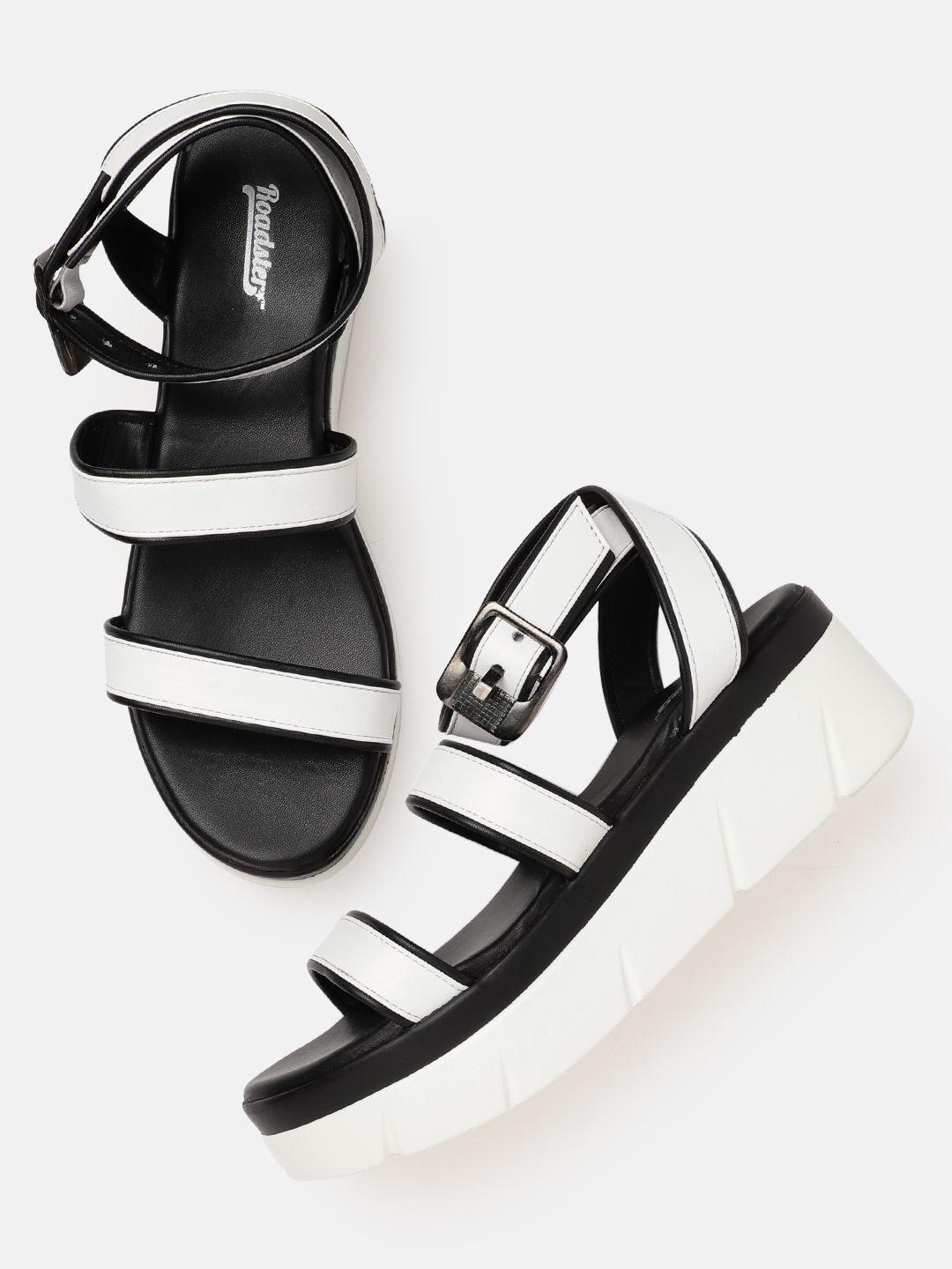 roadster white & black flatform heels
