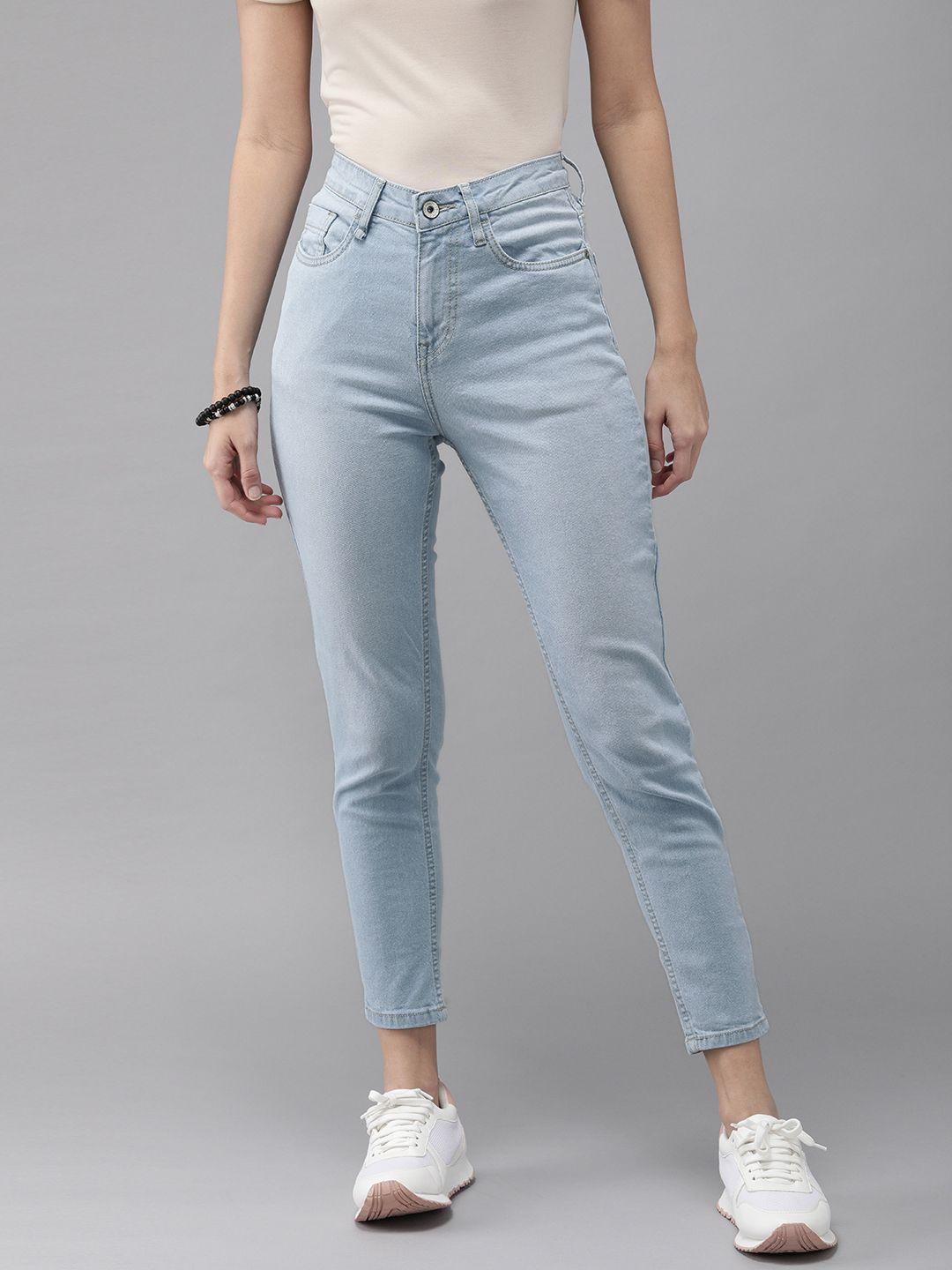 roadster women blue skinny fit high-rise clean look stretchable jeans