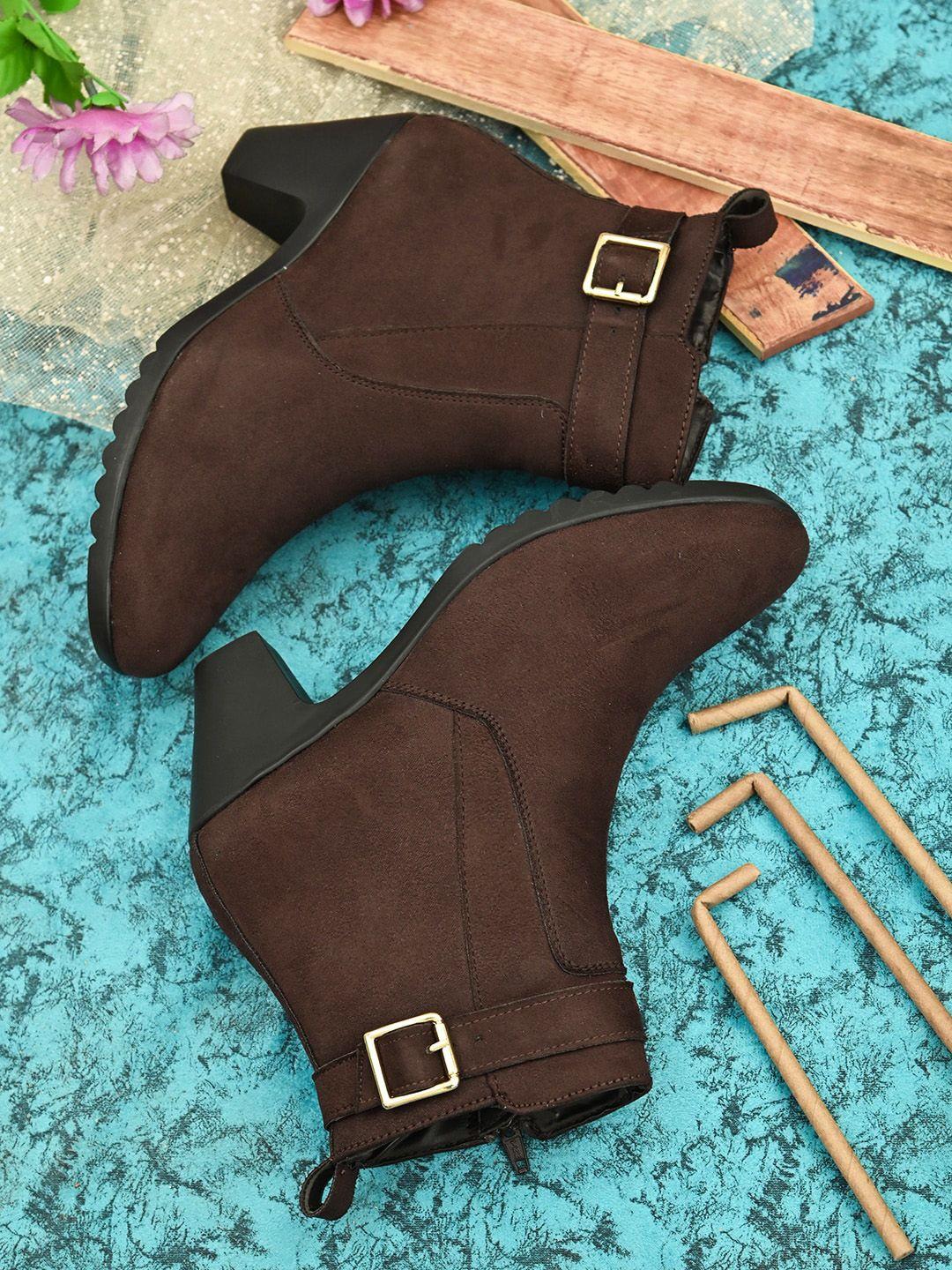 roadster women brown casual ankle monks boots