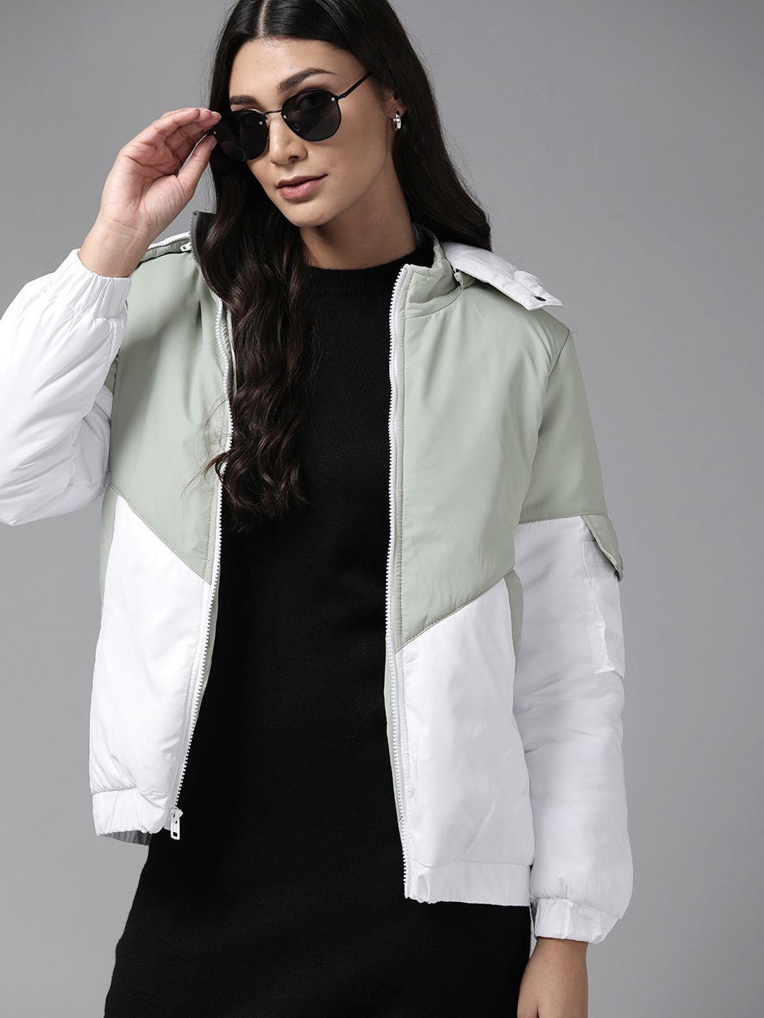 roadster women green white colourblocked tailored jacket