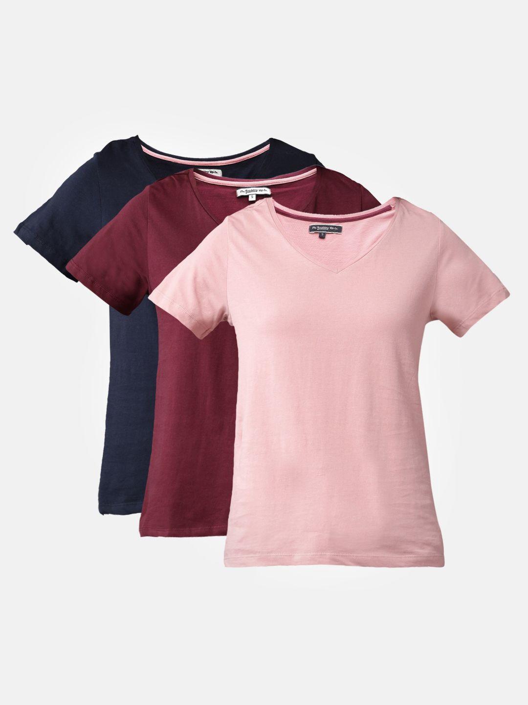 roadster women pack of 3 solid v-neck t-shirts