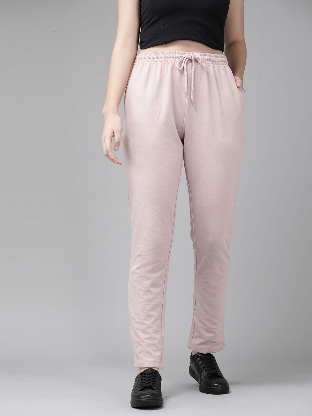 roadster-women-pink-solid-track-pants
