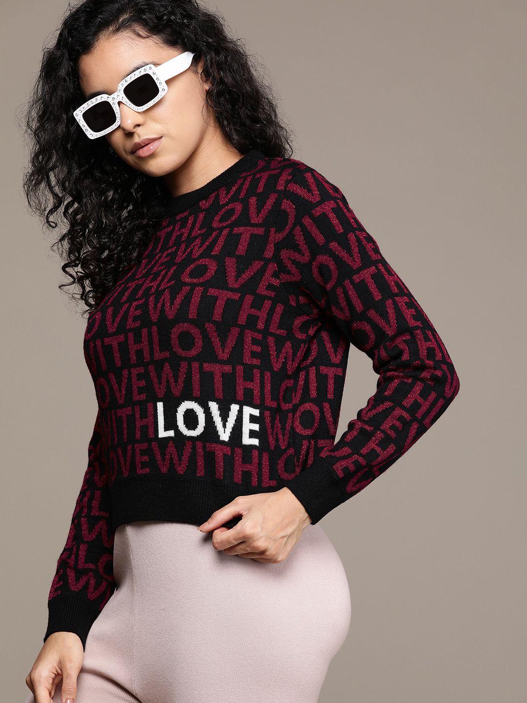 roadster women typography printed crop pullover