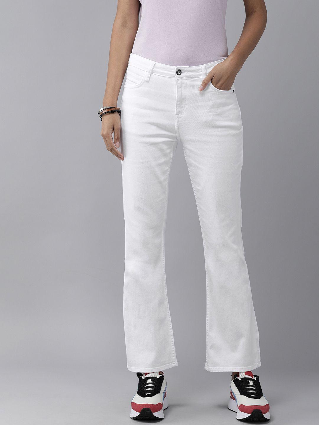 roadster women white bootcut stretchable jeans