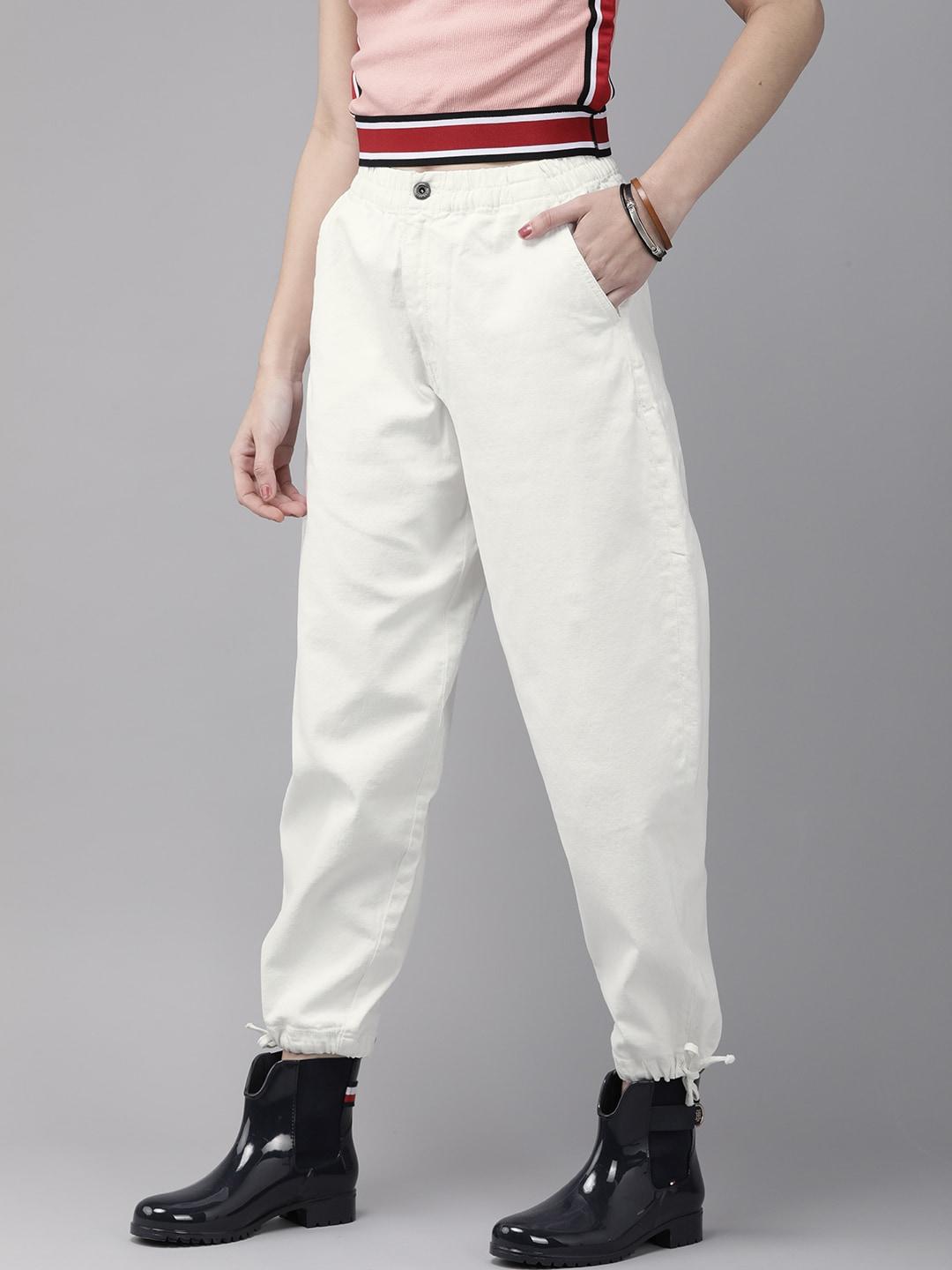 roadster women white slouchy fit high-rise stretchable jeans
