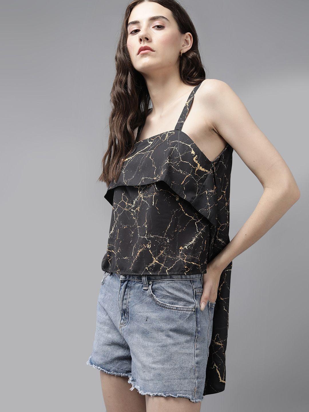roadster abstract printed shoulder straps top