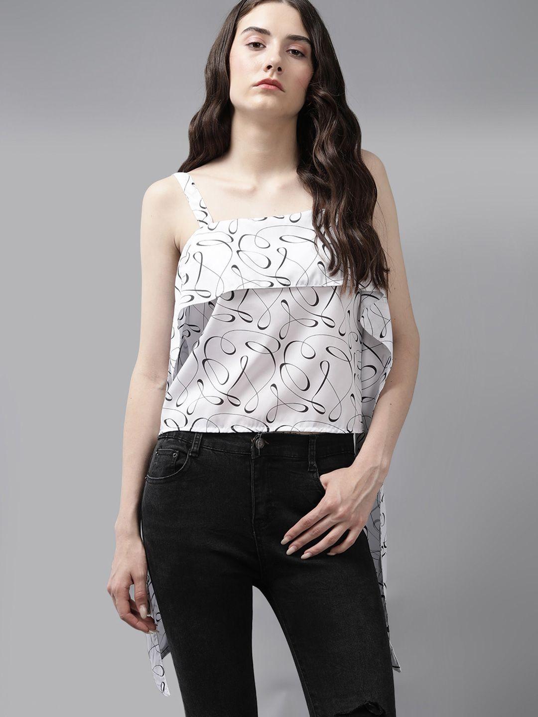 roadster abstract printed sleeveless crop top