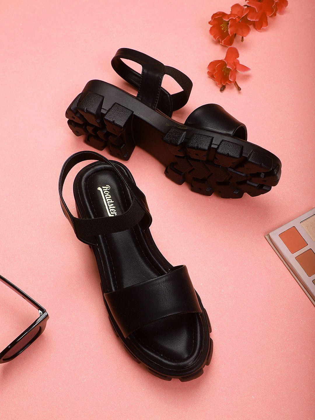 roadster back strap block platform heels