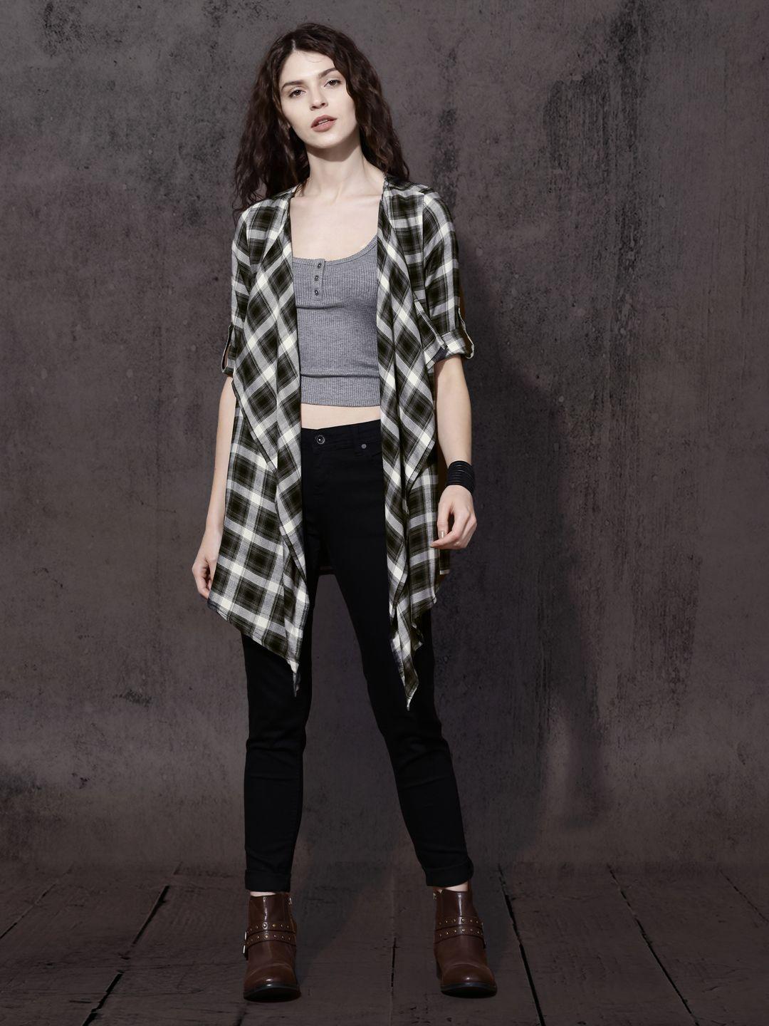 roadster black & white checked front-open shrug