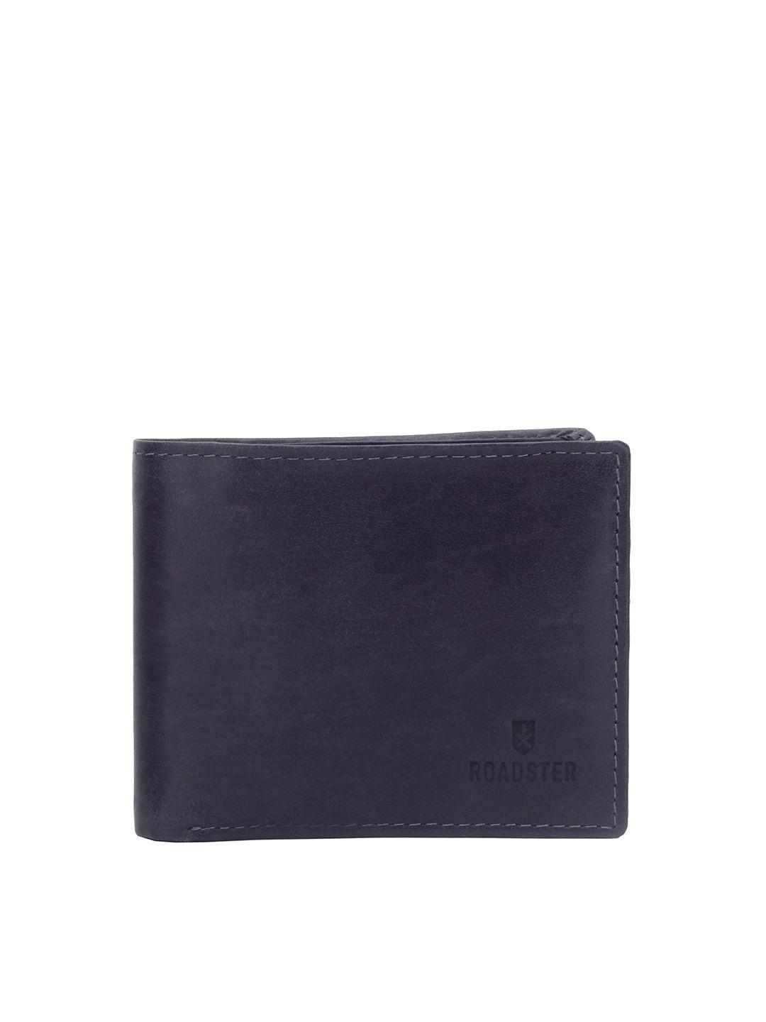 roadster black men leather two fold wallet