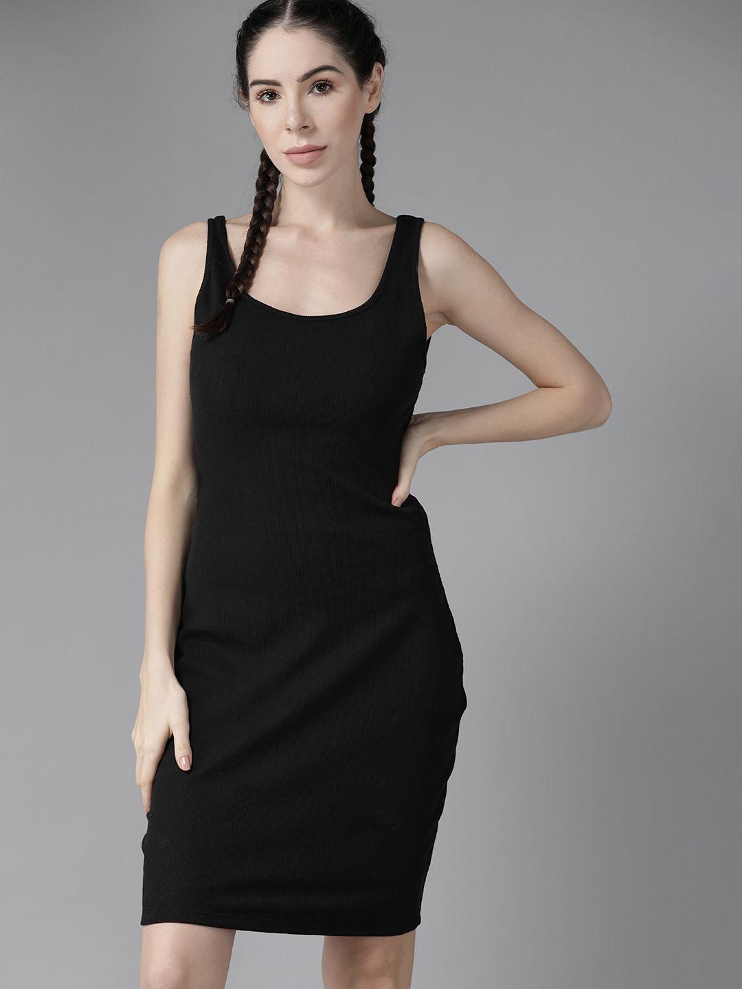 roadster black ribbed sheath dress