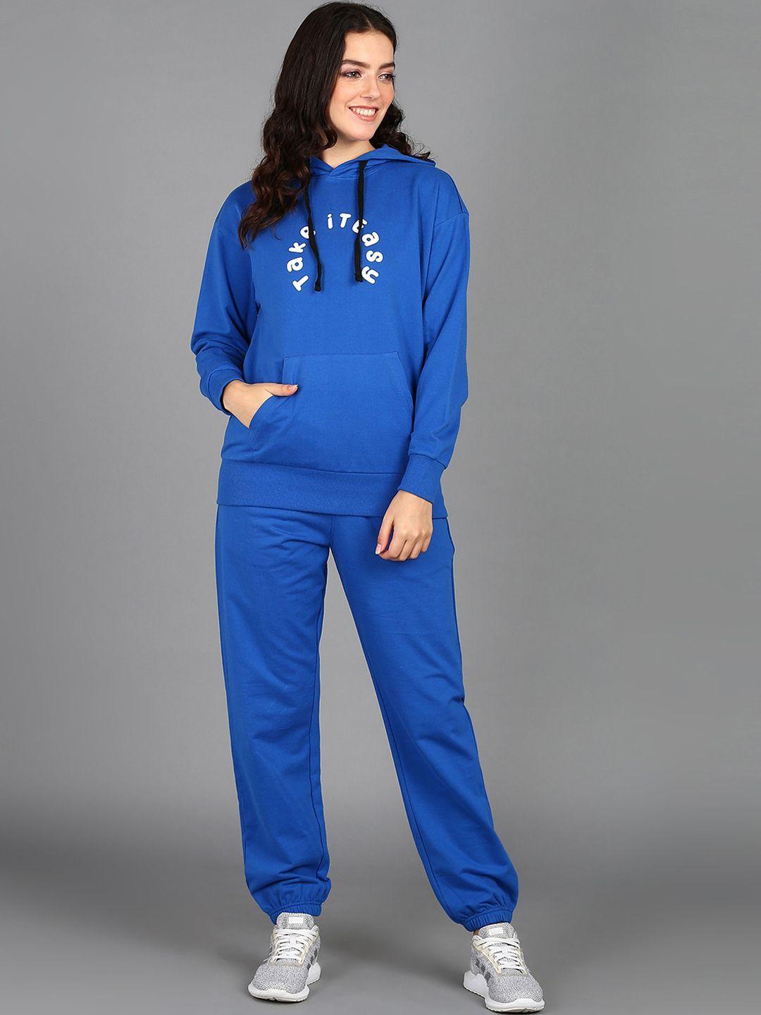 roadster blue typography printed tracksuit