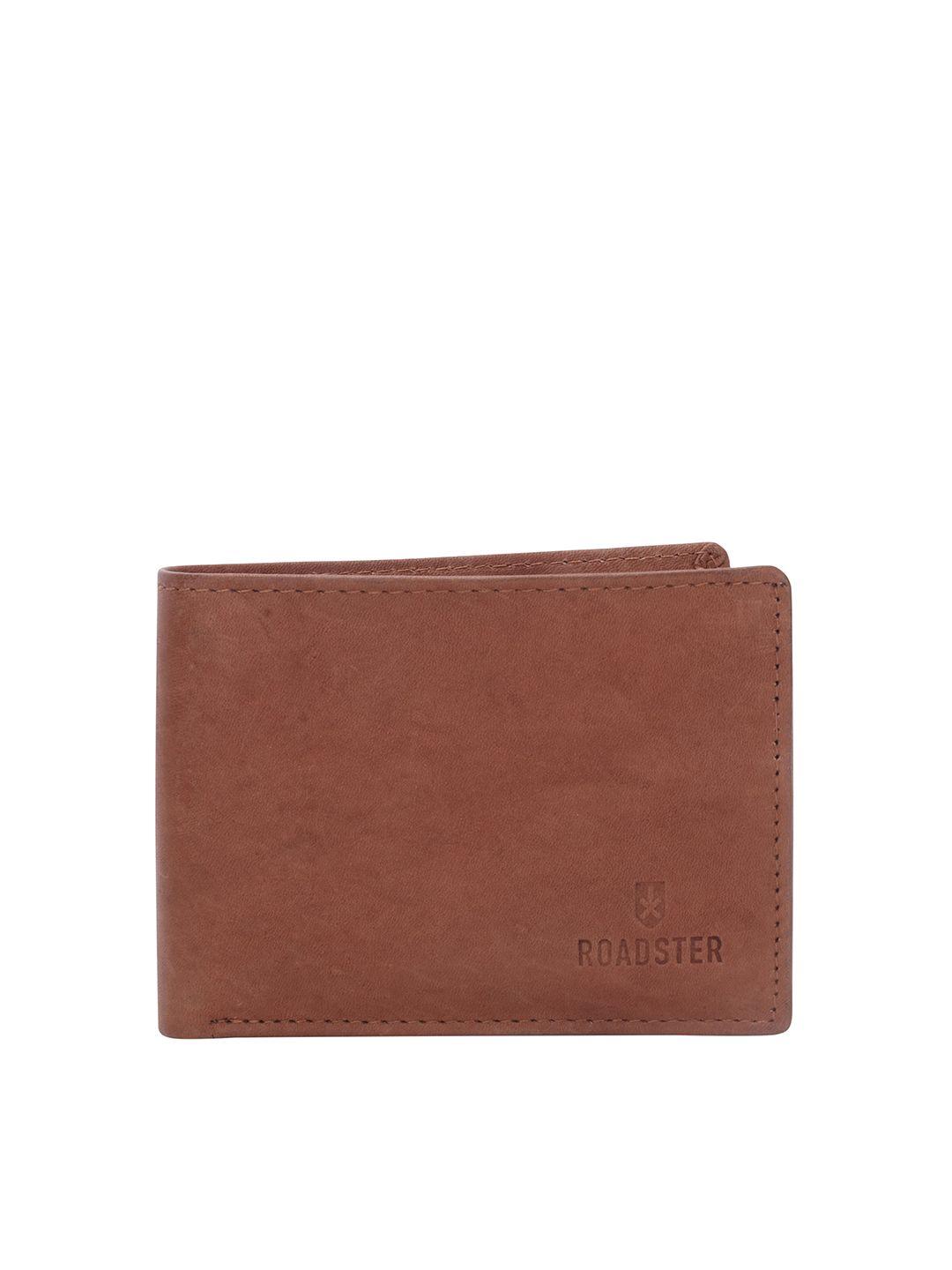 roadster brown men leather two fold wallet