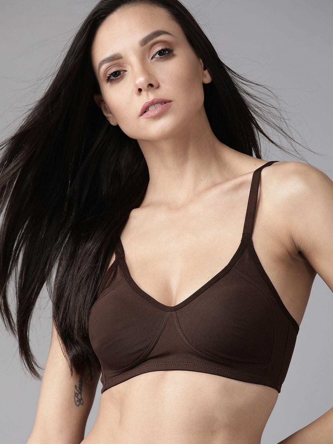 roadster coffee brown solid non-wired non padded everyday bra rdst-paam-bra-025-r15