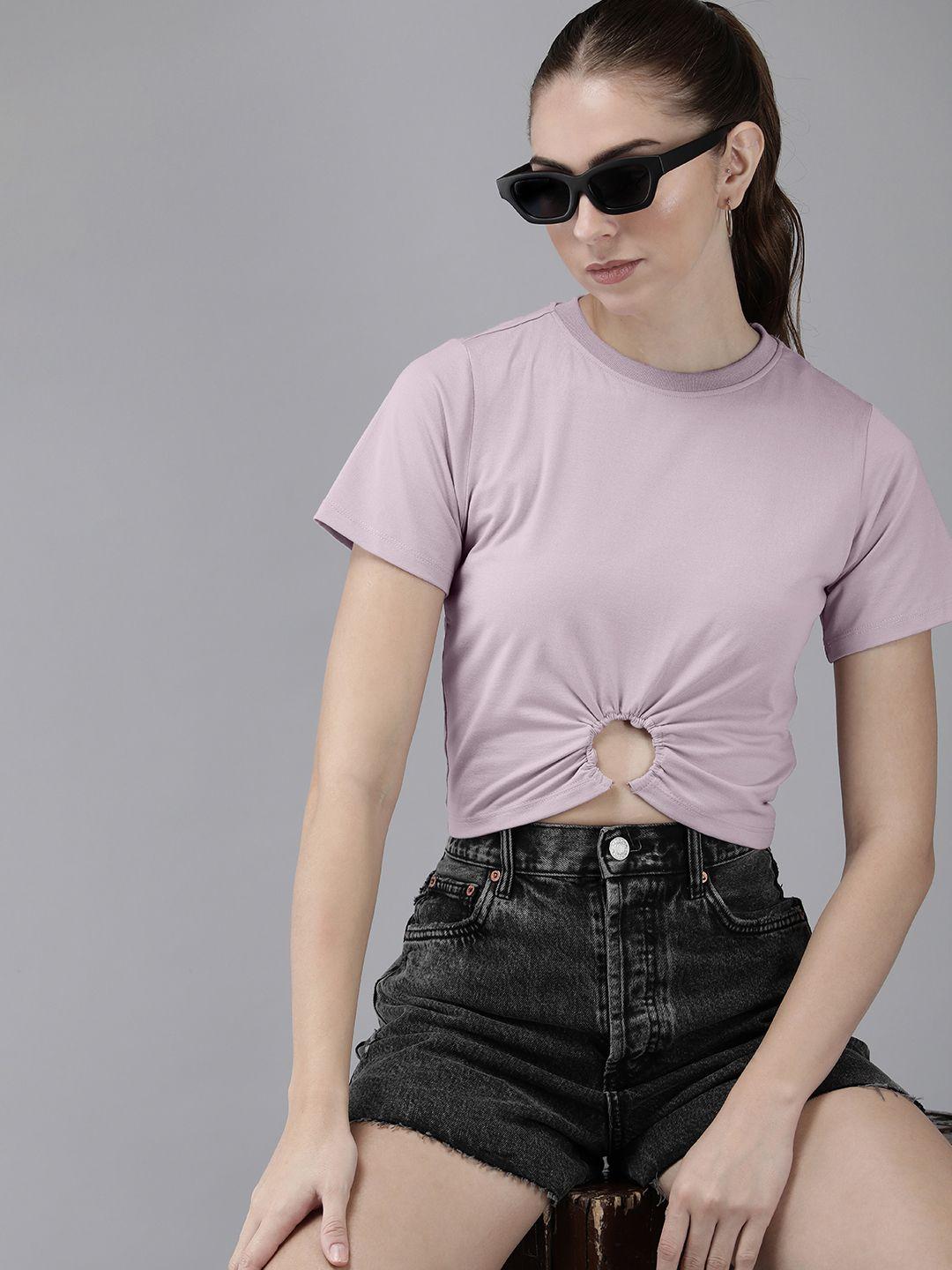 roadster cropped t-shirt with metal ring cut outs