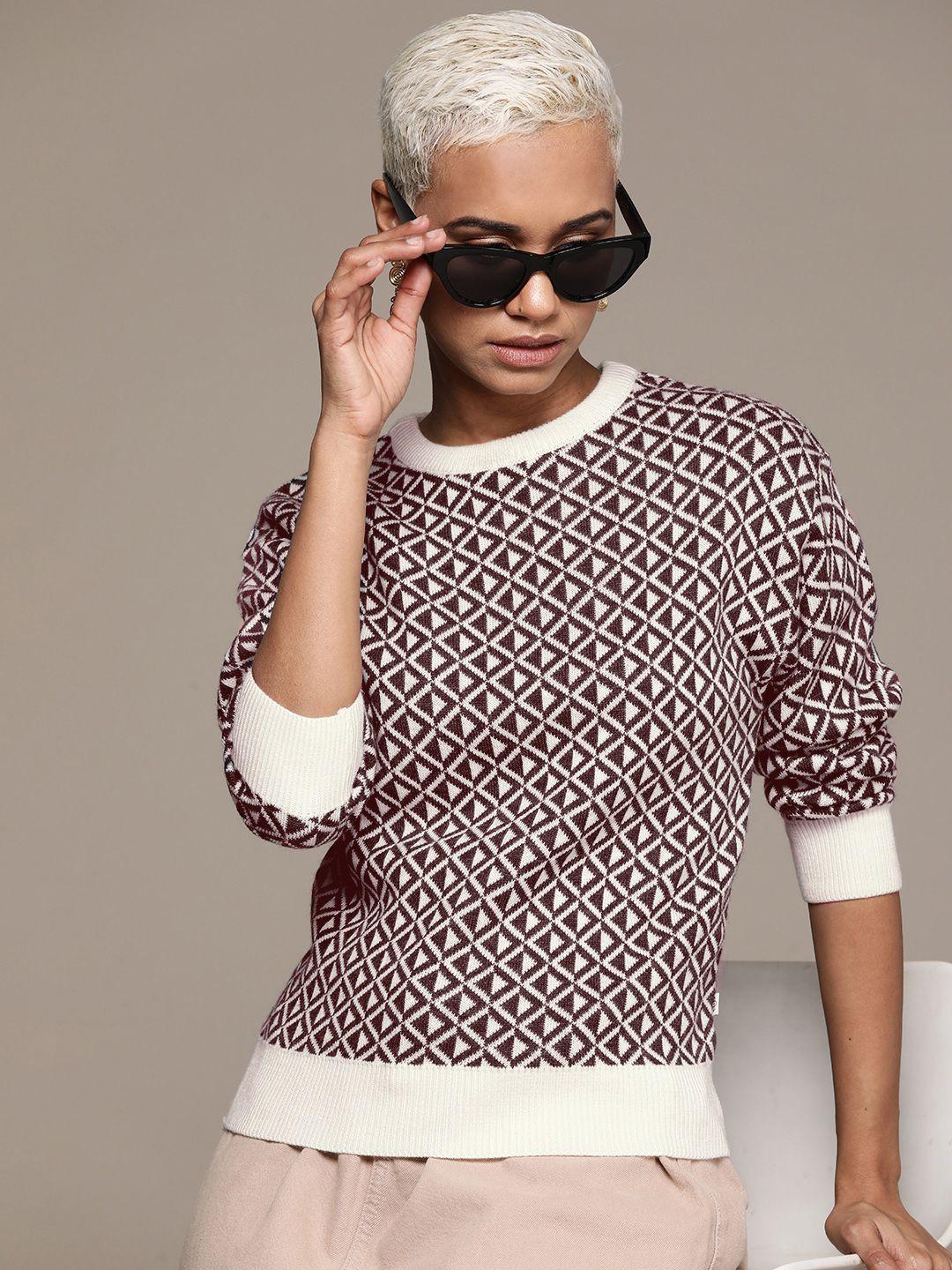 roadster geometric printed acrylic pullover