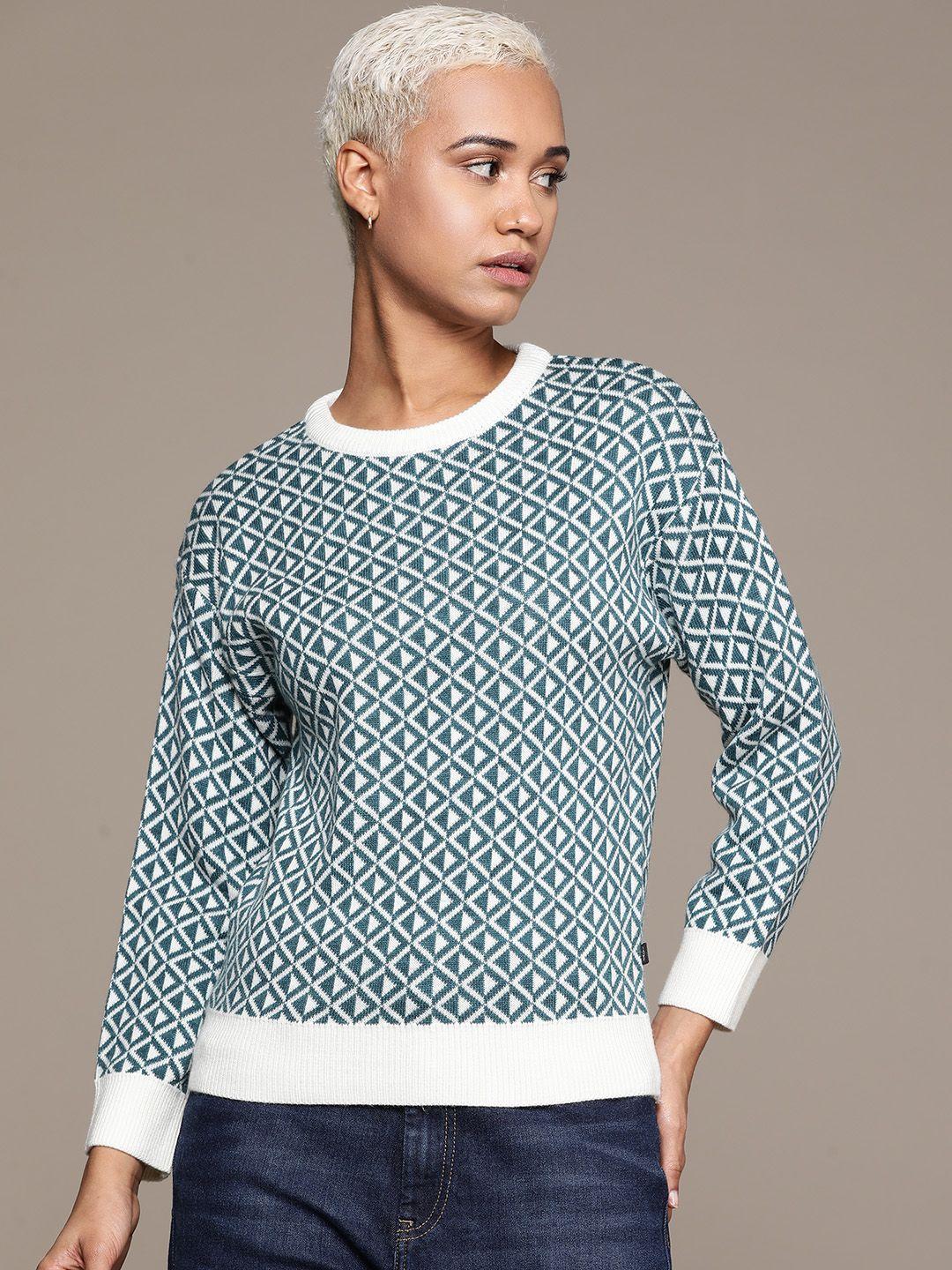 roadster geometric printed acrylic pullover