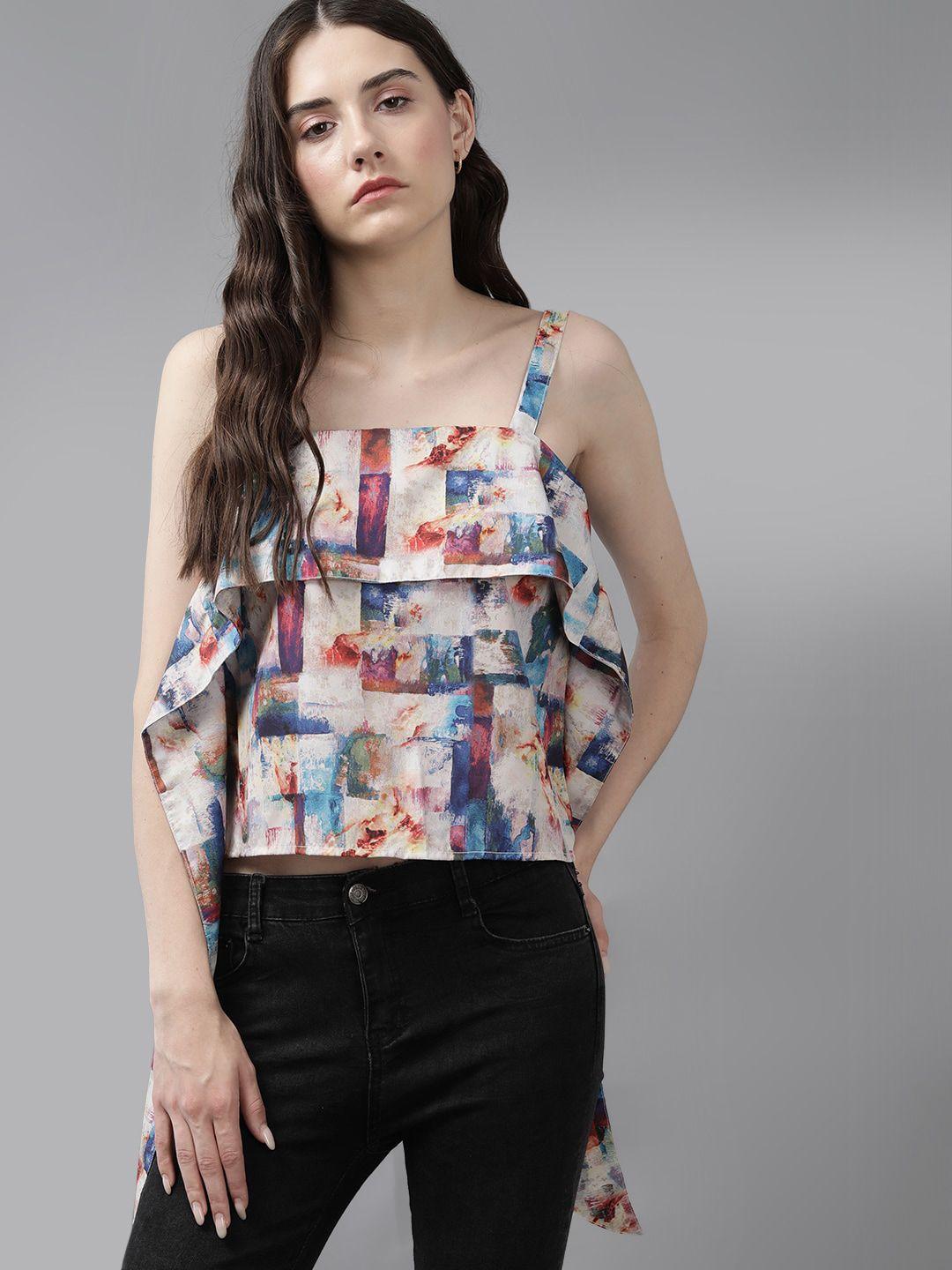 roadster geometric printed crop top