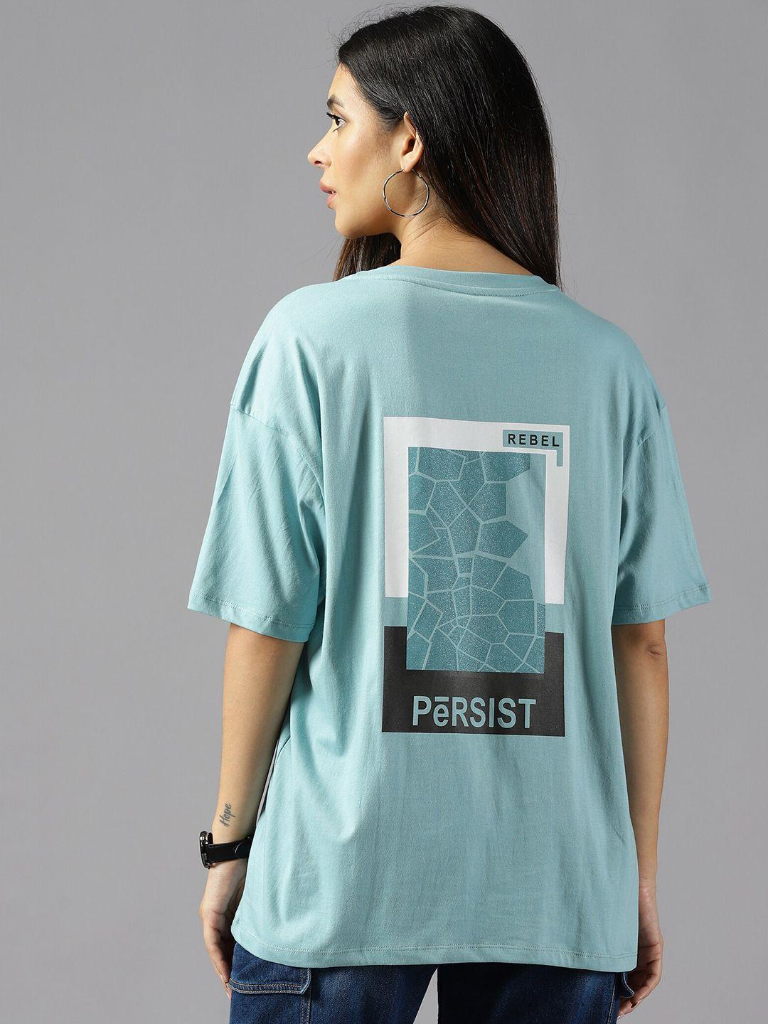 roadster geometric printed oversized pure cotton t-shirt