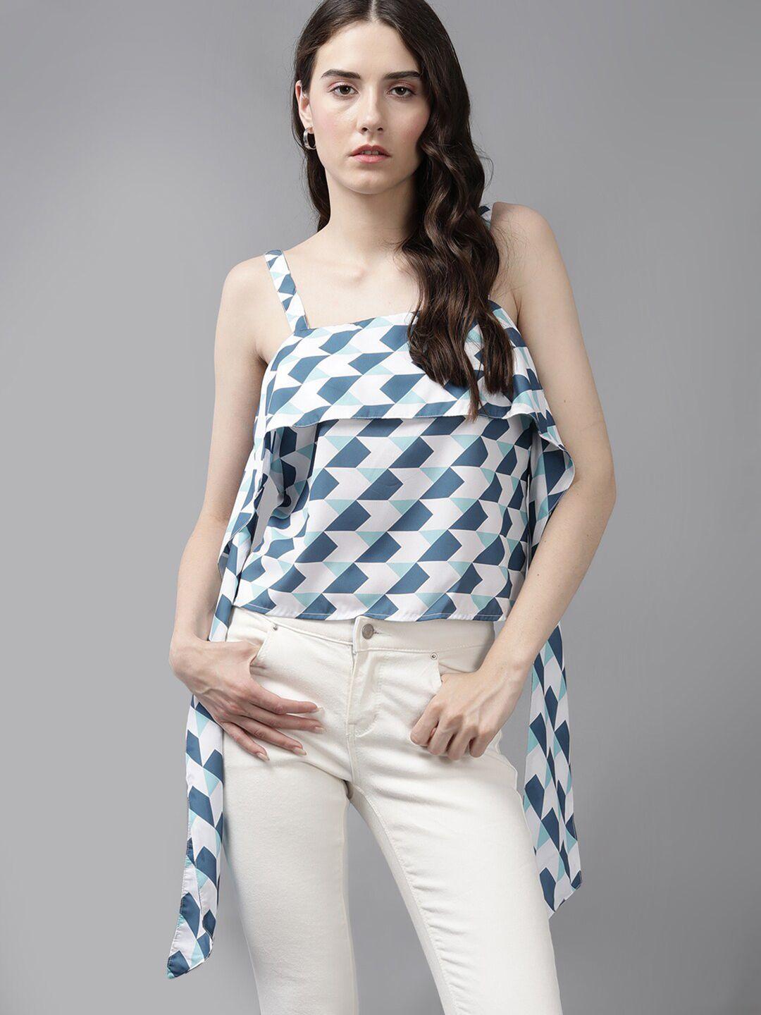 roadster geometric printed sleeveless crop top