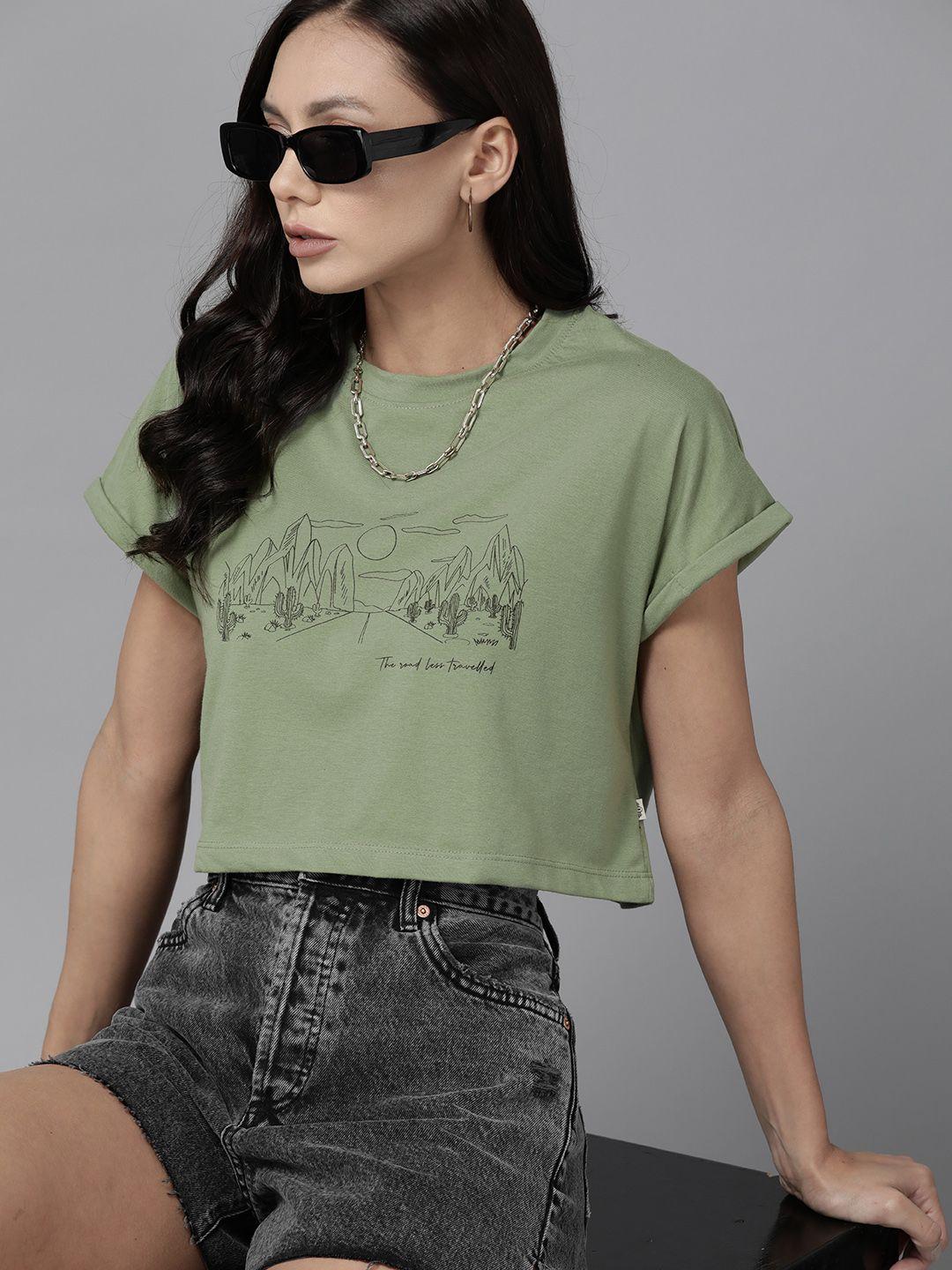 roadster graphic printed boxy crop top