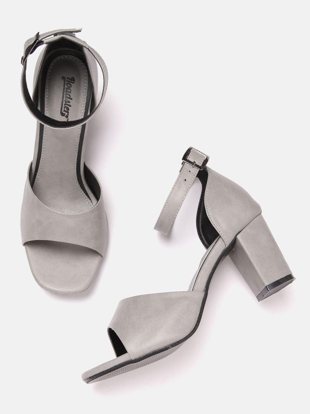 roadster grey solid block heels