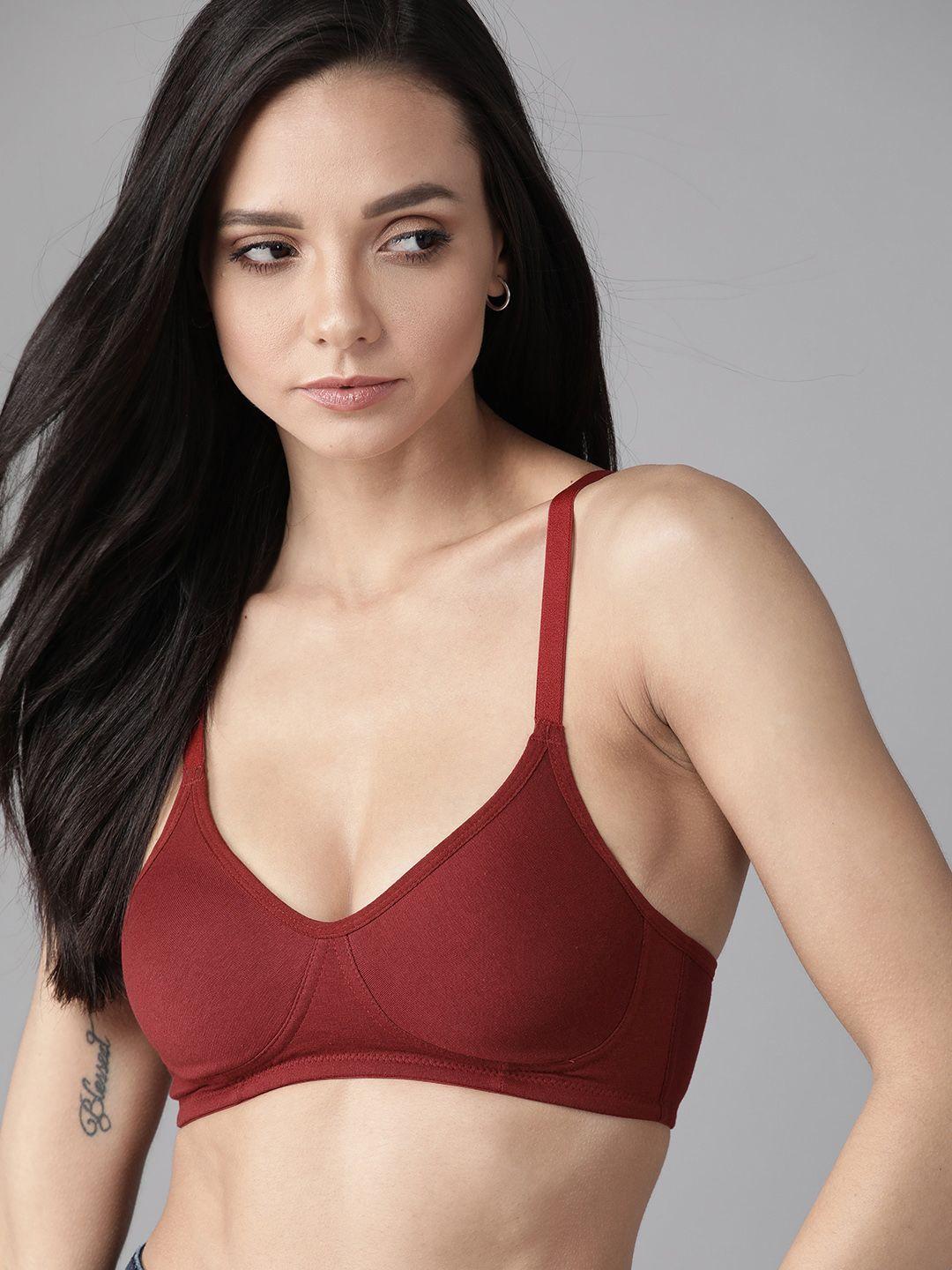 roadster maroon solid non-wired non padded everyday bra rdst-paam-bra-016-g15