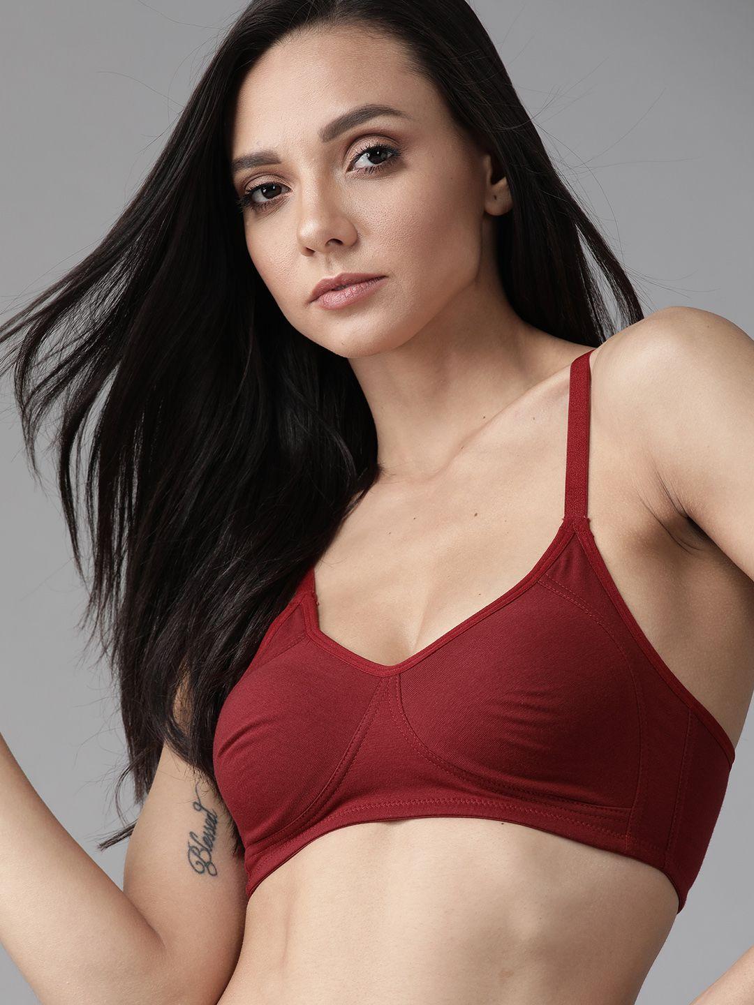 roadster maroon solid non-wired non padded everyday bra rdst-paam-bra-024-r39