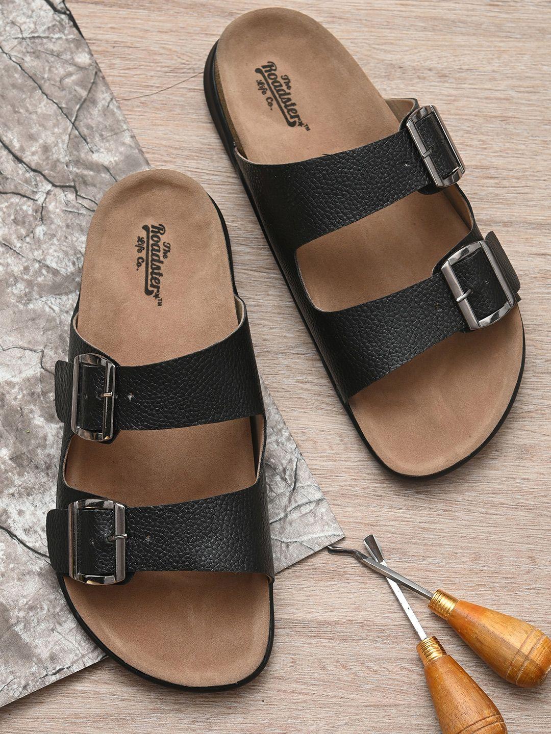 roadster men black & tan comfort sandals