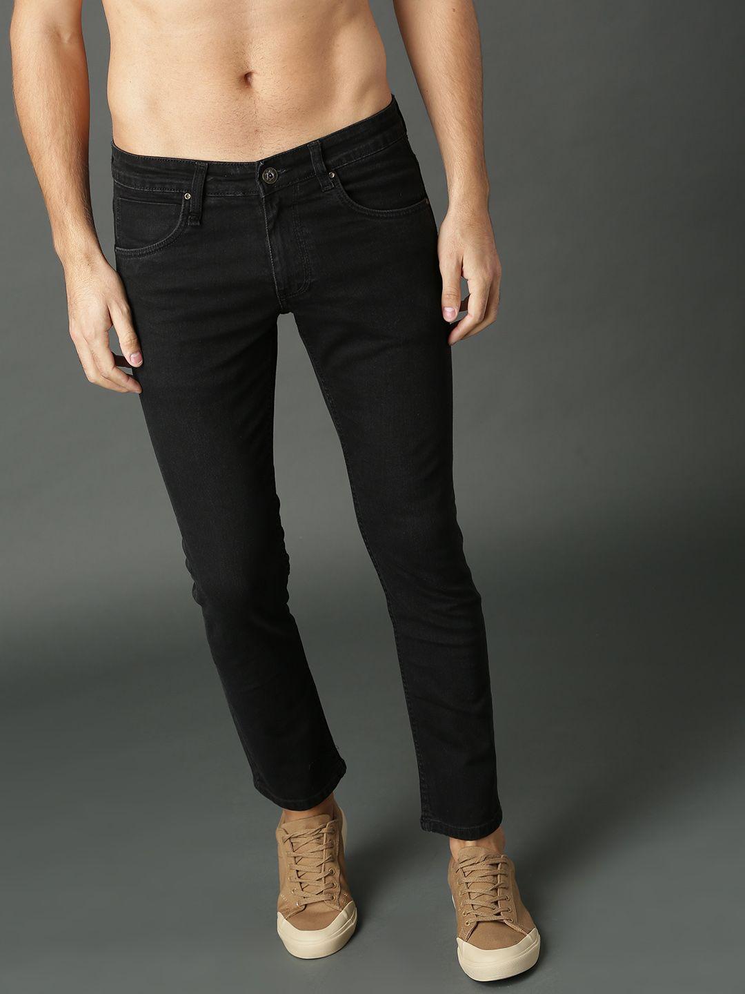 roadster men black skinny fit mid-rise clean look stretchable jeans