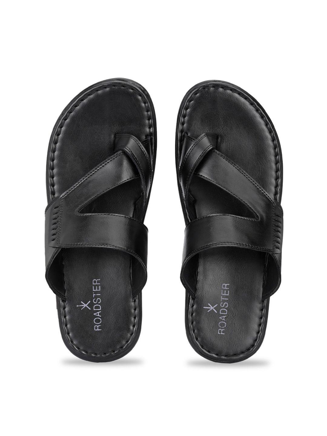 roadster men black slip-on slippers