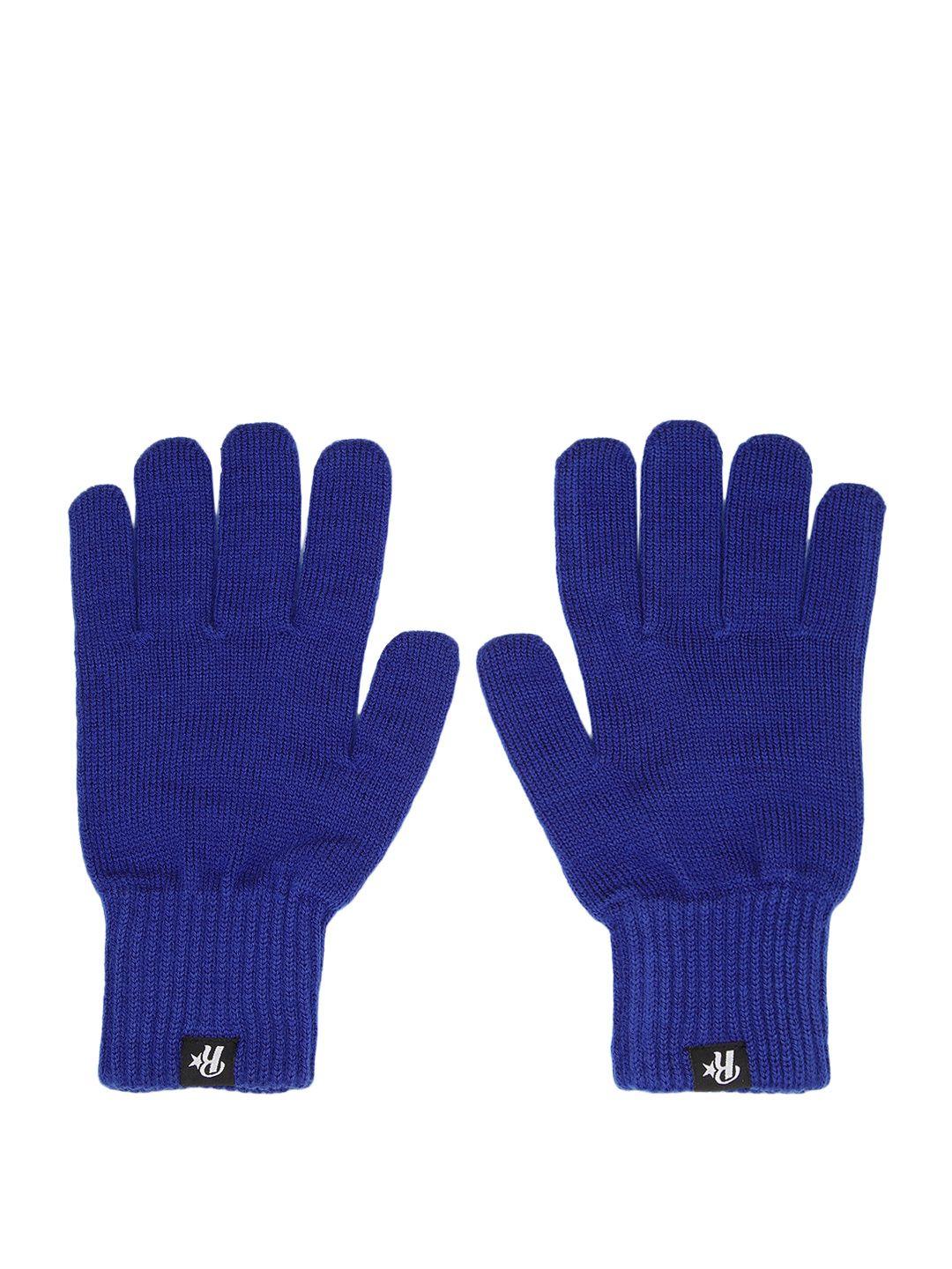 roadster men blue acrylic hand gloves