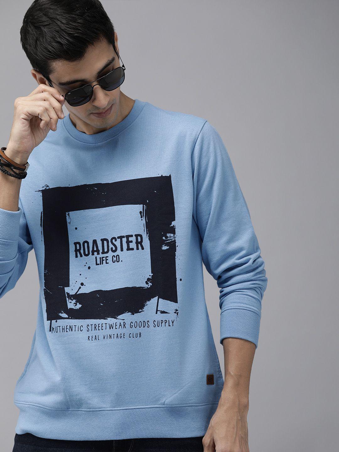 roadster men blue printed sweatshirt